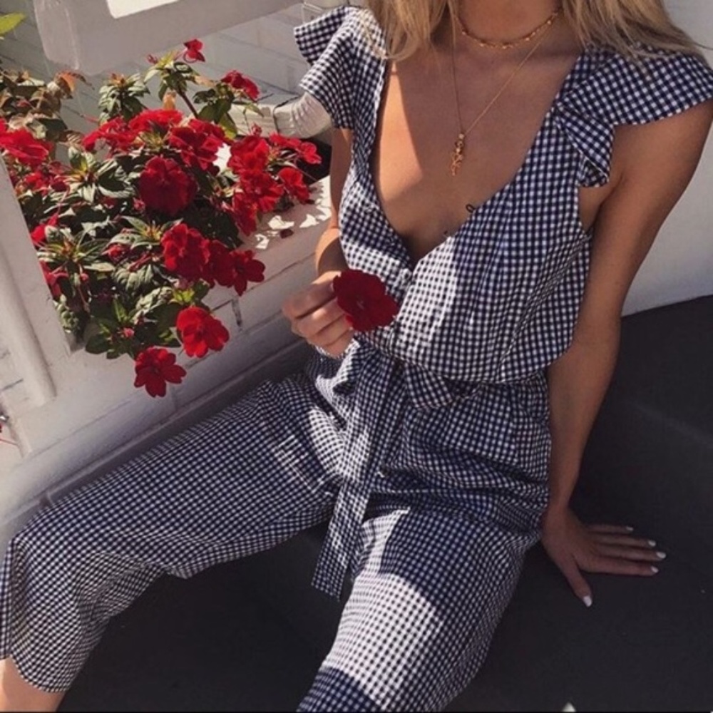 For Love and Lemon Gingham Jumpsuit Small